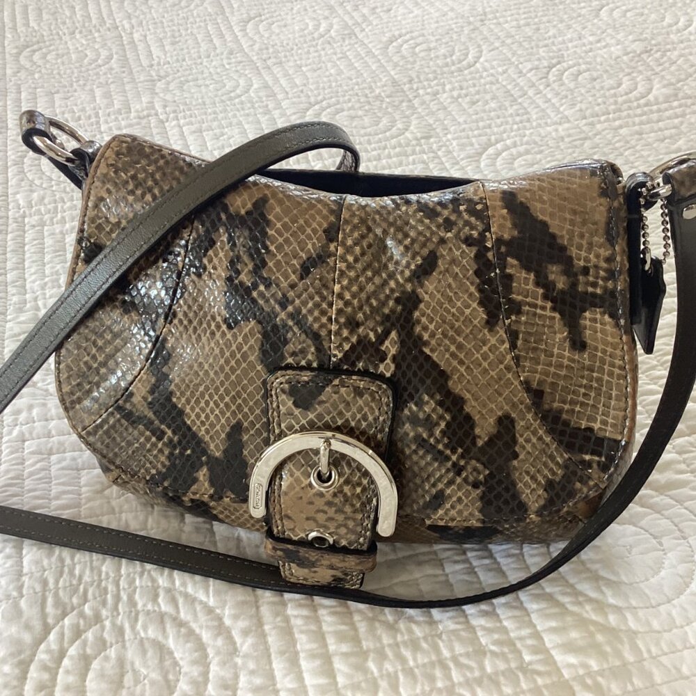 Vintage Coach Soho Snake Python Reptile Pattern Leather Crossbody Flap Bag - Picture 11 of 16